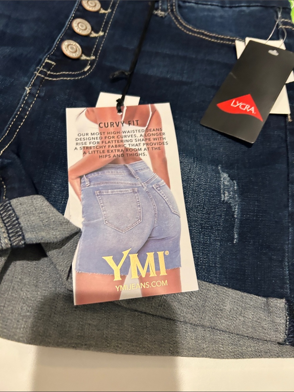 YMI set of two new pair of denim stretch high-rise retro shorts size 5/27 - Picture 3 of 8